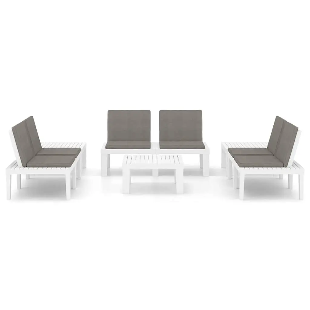 6 Piece Outdoor Lounge Set Plastic White Garden Furniture Patio Seating
