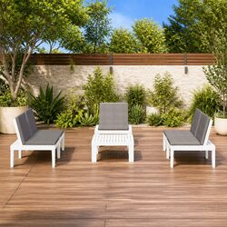 Durable 4 Piece White Plastic Outdoor Lounge Set with Cushions