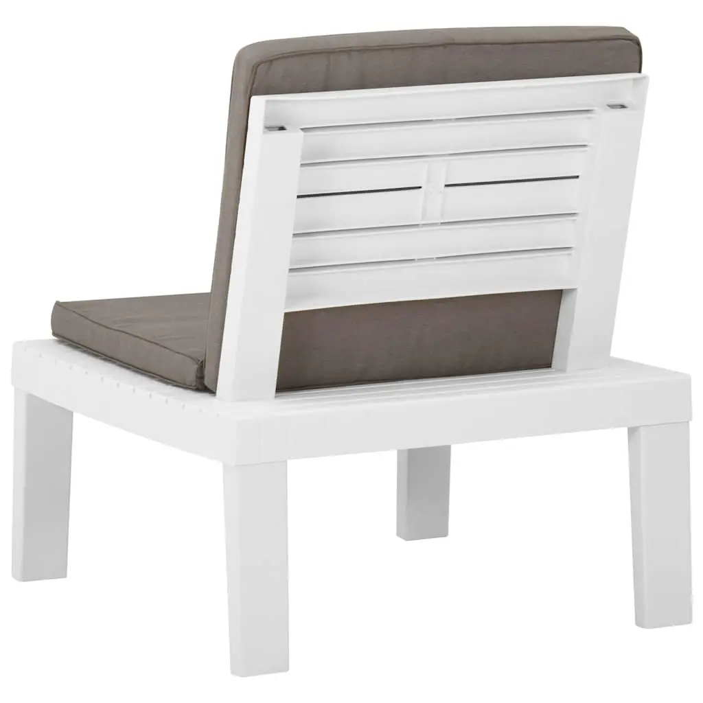4 Piece Outdoor Lounge Set Plastic White with Cushions Table