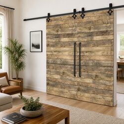 Sliding Door Hardware Kit 2pcs 200cm Track Roller Barn Door System Set