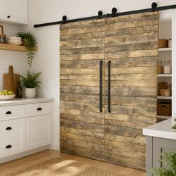 Sliding Door Hardware Kit 2 Pieces 200cm Track Rollers Barn Door System