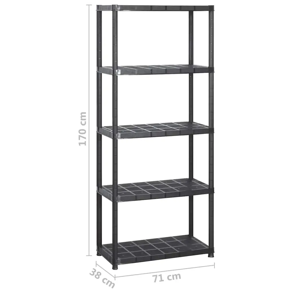 5-Tier Plastic Storage Shelf in Black