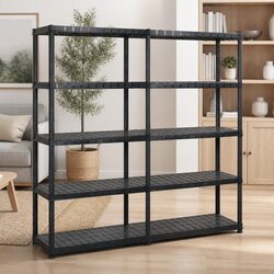 Durable 5-Tier Plastic Storage Shelf in Black
