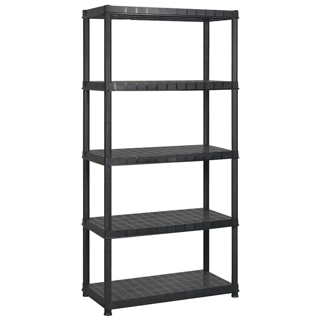 5-Tier Plastic Storage Shelf in Black