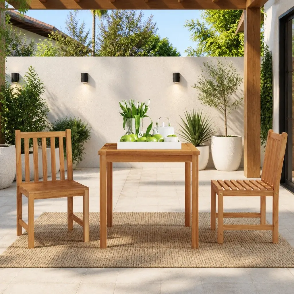 Teak 3 Piece Garden Dining Set 80x80 cm