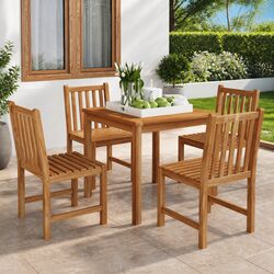 5-Piece Garden Dining Set with Solid Teak Wood