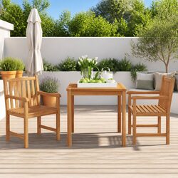 3 Piece Teak Wood Garden Dining Set for Outdoor Spaces