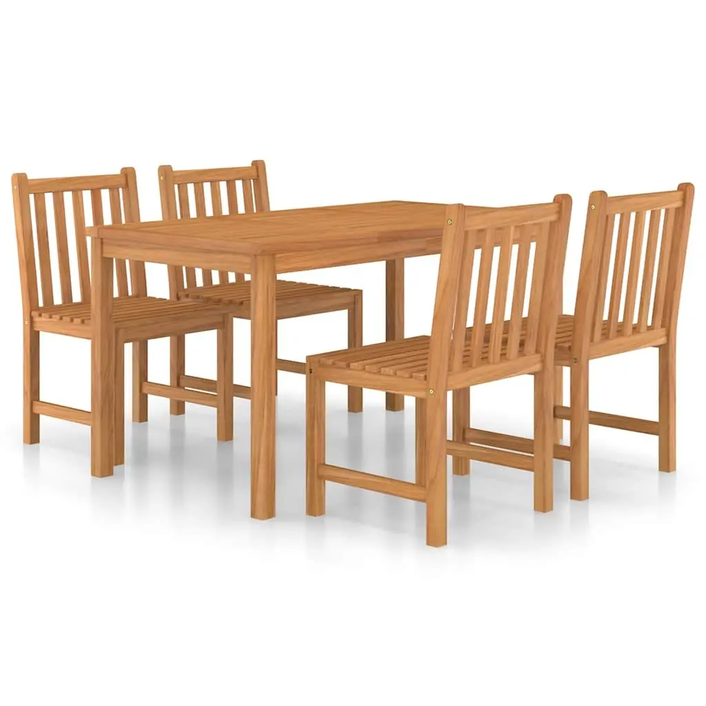 5PieceTeakWoodGardenDiningSetBrownOutdoorFurnitureTableandChairs