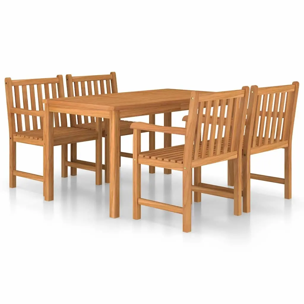 5 Piece Garden Dining Set with Sturdy Teak Construction