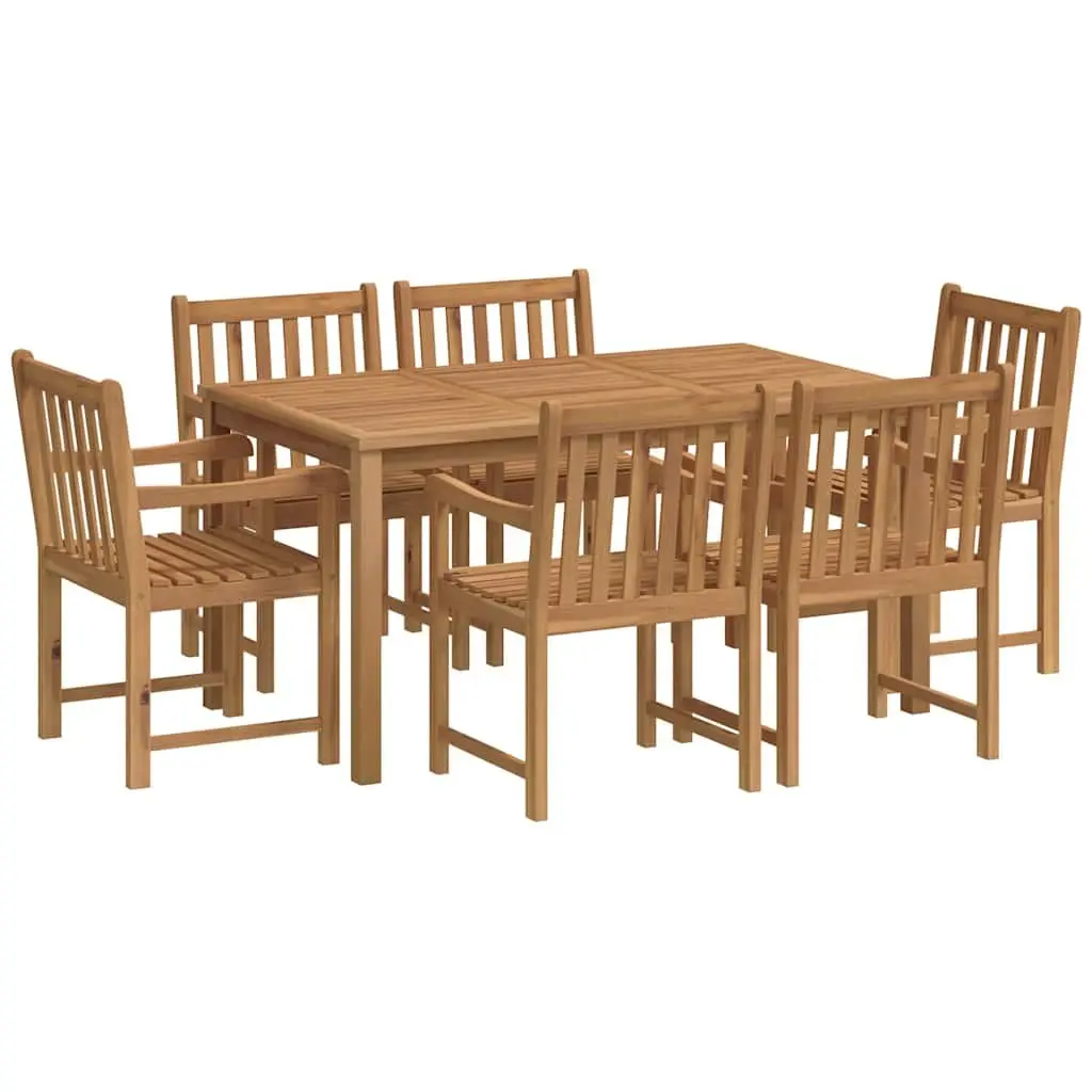Teak Wood Garden Dining Set 7 Piece Brown Outdoor Indoor Furniture Table and Chairs