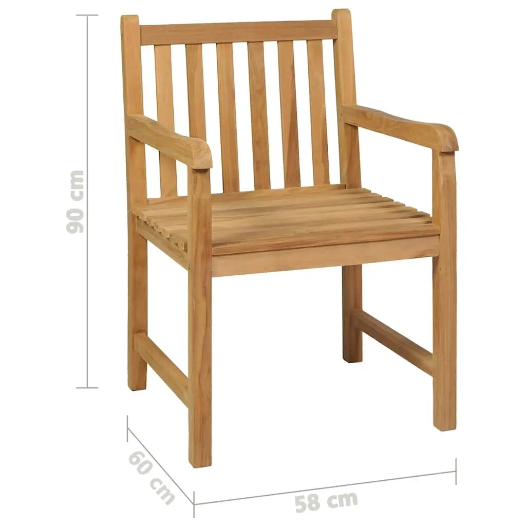 Outdoor Dining Set Teak Wood 7 Piece Brown
