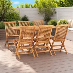 7 Piece Teak Wood Outdoor Dining Set for Patios