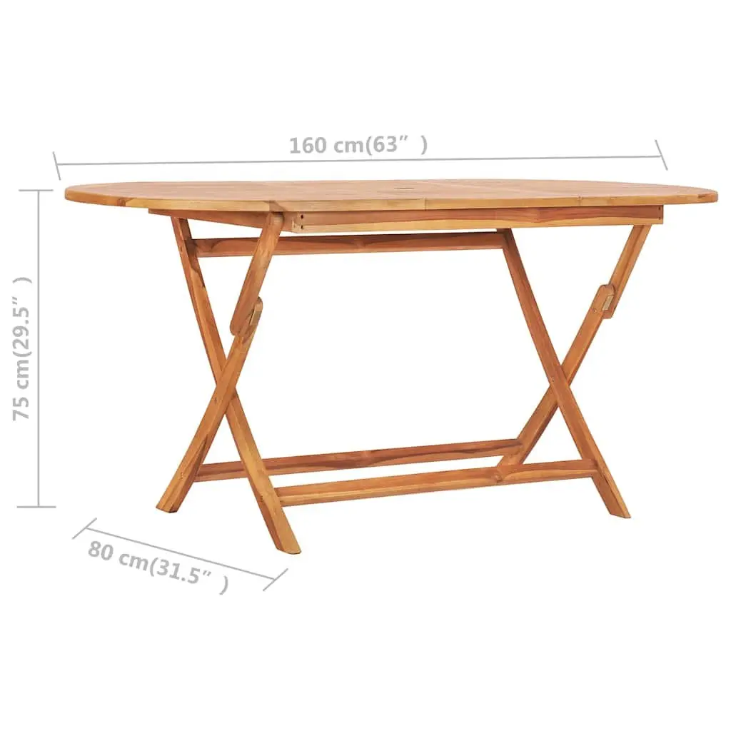 7 Piece Folding Outdoor Dining Set Solid Teak Wood Brown
