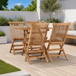 5 Piece Outdoor Dining Set - Durable Teak Wood Furniture