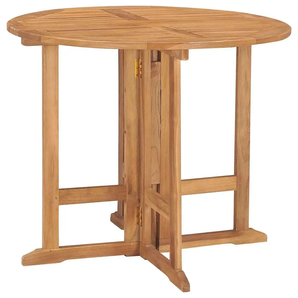 Outdoor Dining Set Solid Teak Wood 5 Piece Folding Table Chairs Brown