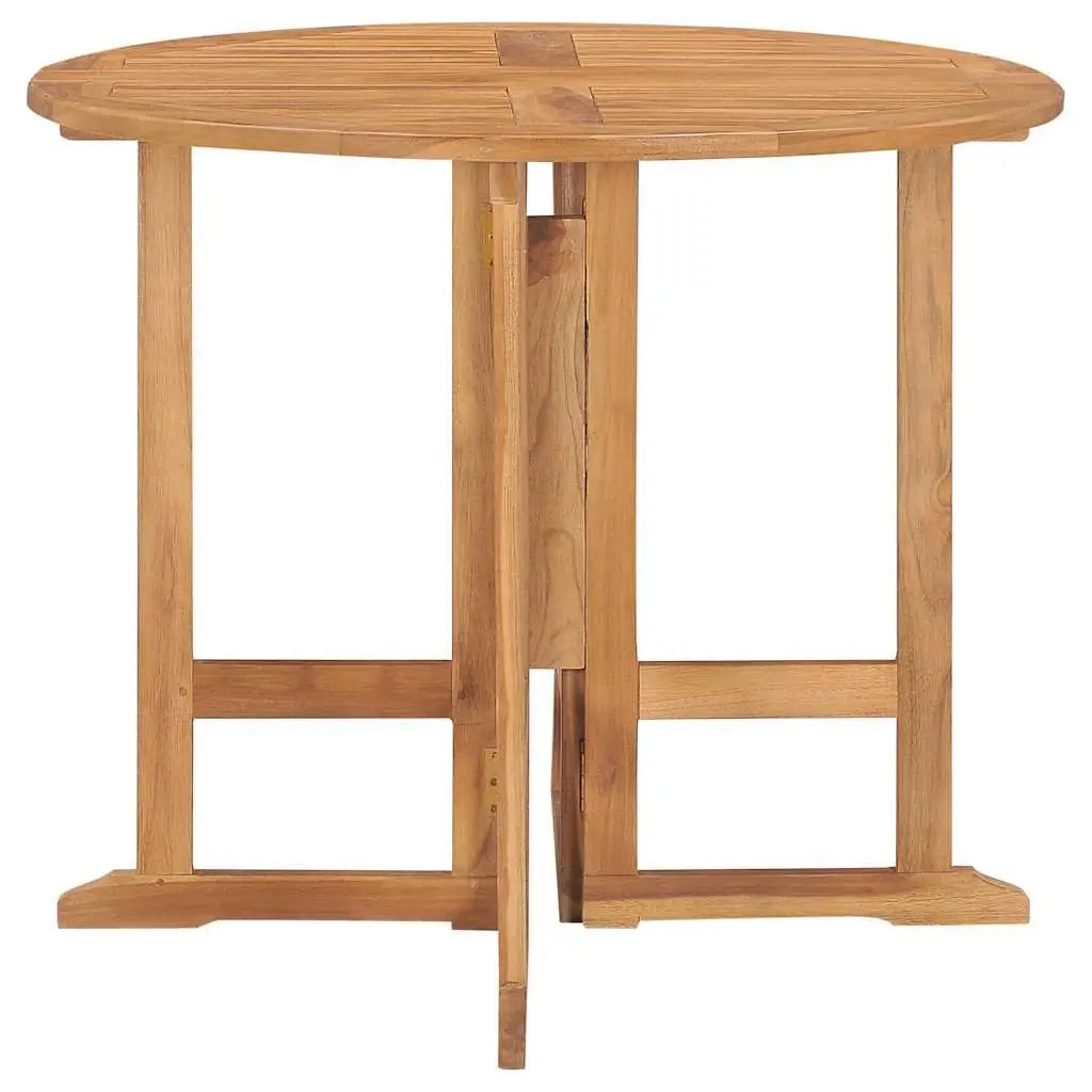 Outdoor Dining Set Solid Teak Wood 5 Piece Folding Table Chairs Brown