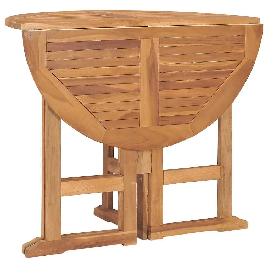 Outdoor Dining Set Solid Teak Wood 5 Piece Folding Table Chairs Brown