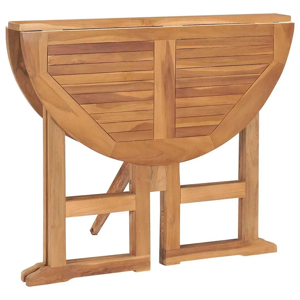 Outdoor Dining Set Solid Teak Wood 5 Piece Folding Table Chairs Brown