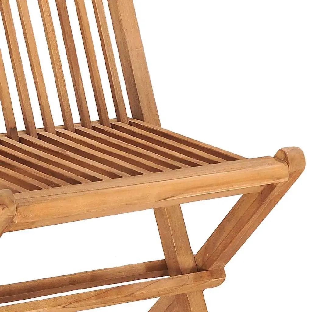 Outdoor Dining Set Solid Teak Wood 5 Piece Folding Table Chairs Brown