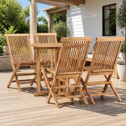 Teak Wood 5-Piece Folding Outdoor Dining Set