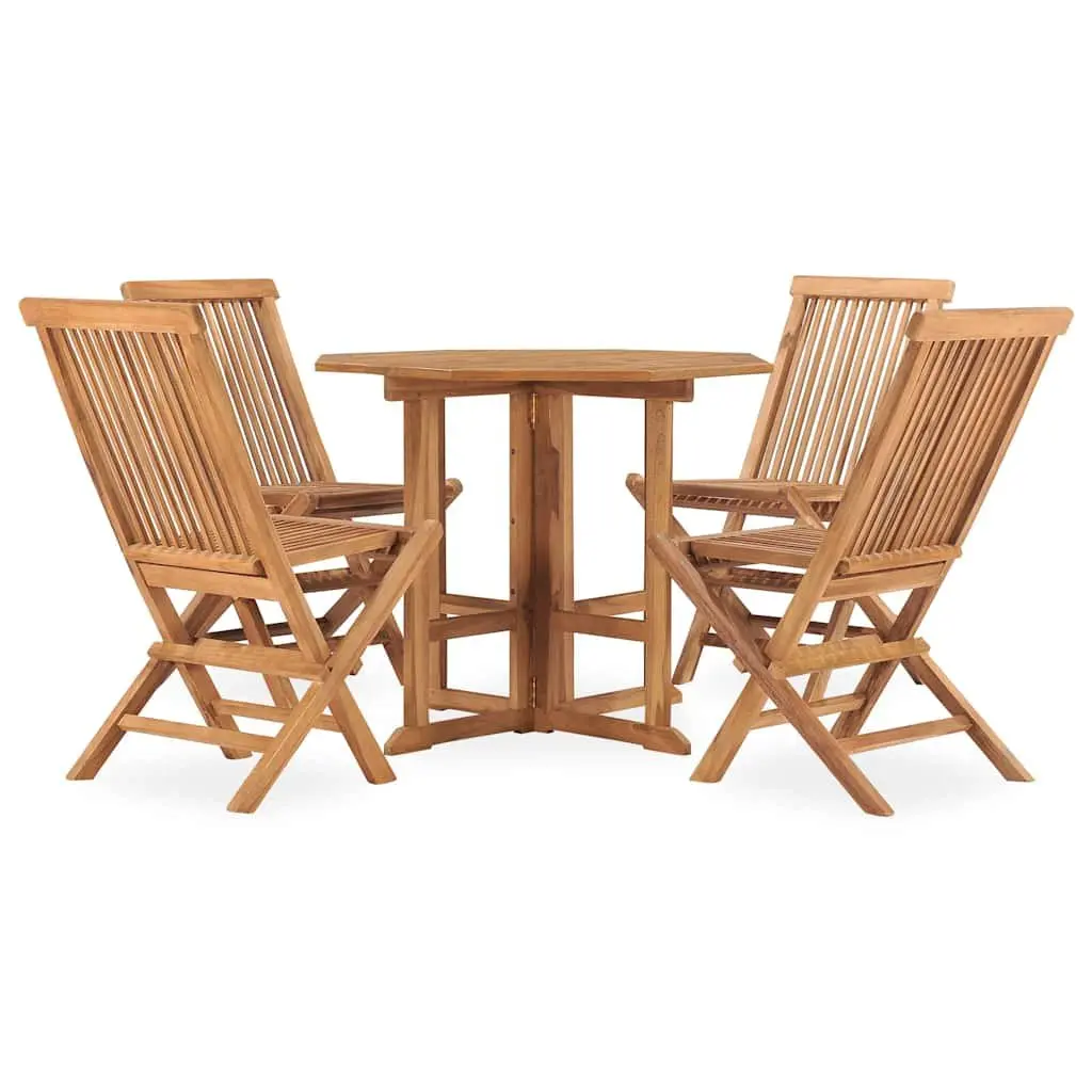 Teak Wood 5-Piece Folding Outdoor Dining Set