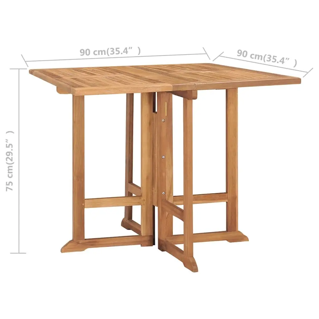5 Piece Folding Dining Set Teak Wood Brown