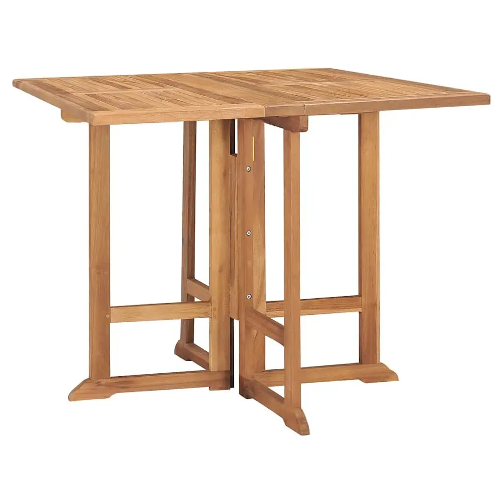 5 Piece Folding Dining Set Teak Wood Brown