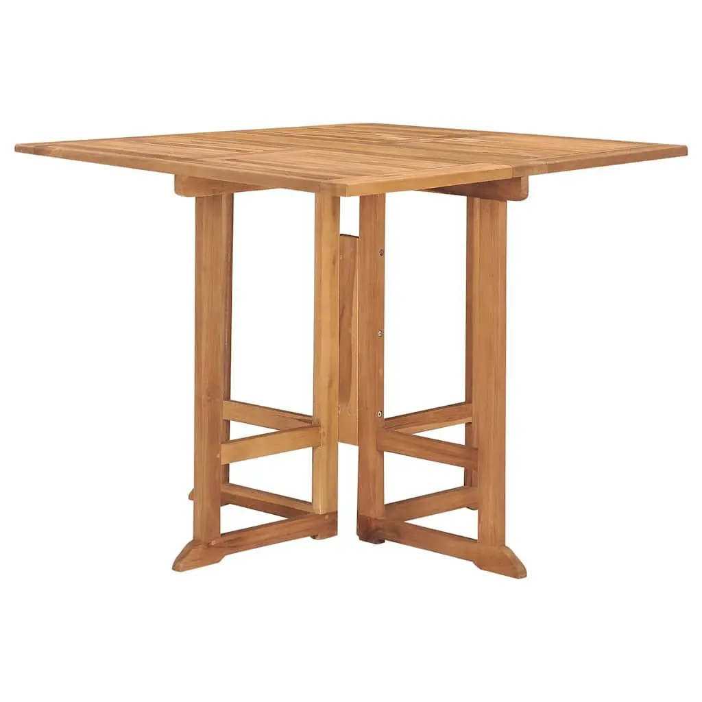 5 Piece Folding Dining Set Teak Wood Brown