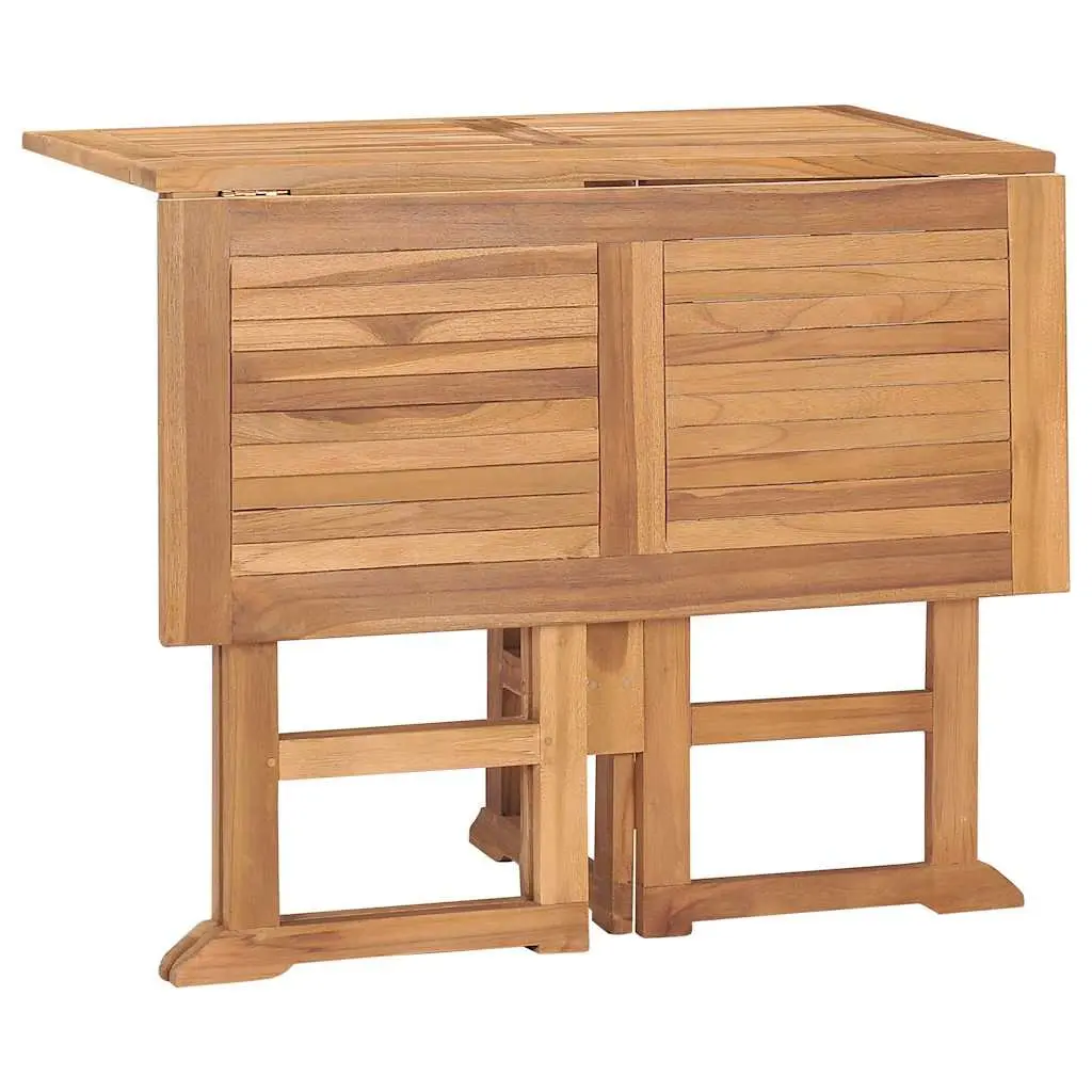 5 Piece Folding Dining Set Teak Wood Brown
