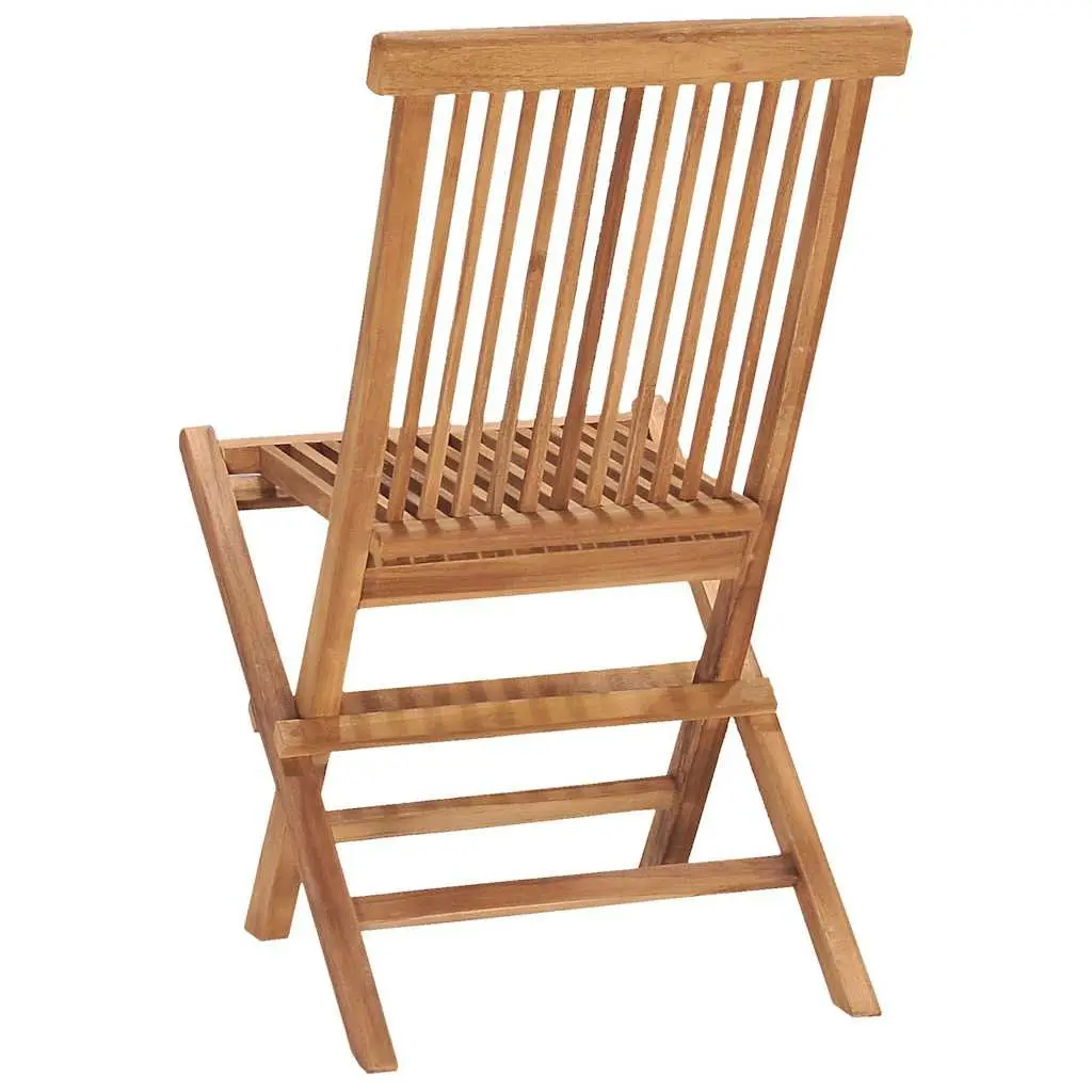 5 Piece Folding Dining Set Teak Wood Brown