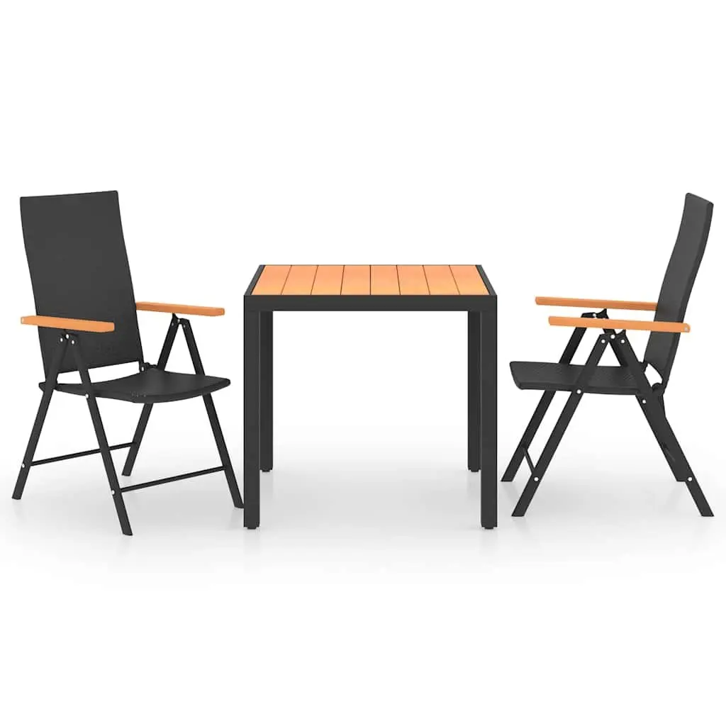 3 Piece Outdoor Dining Set with PE Rattan Chairs