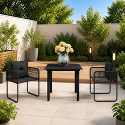 Sturdy 3 Piece Outdoor Dining Set with Glass Table