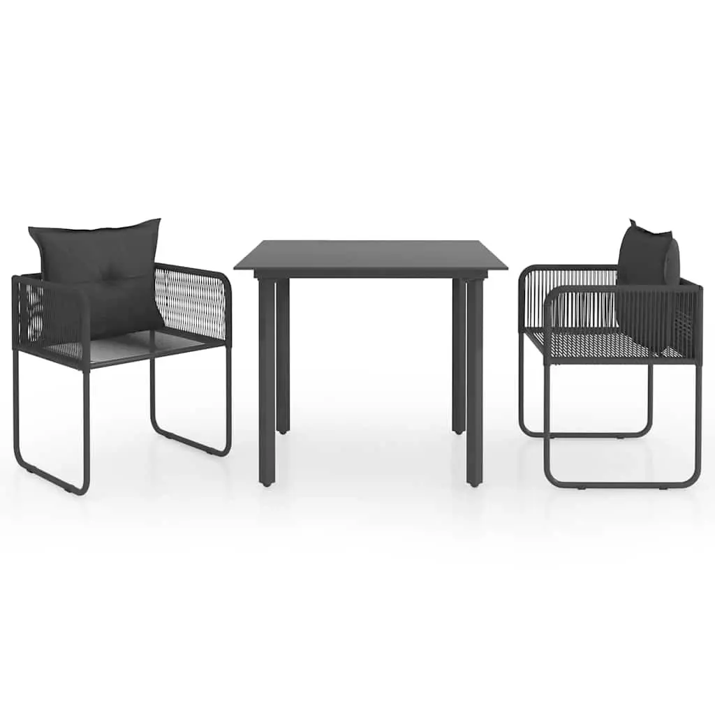 3 Piece Outdoor Dining Set with Glass Table