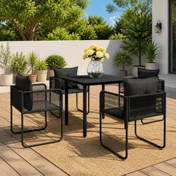 Durable 5-Piece Outdoor Dining Set with Rattan Chairs