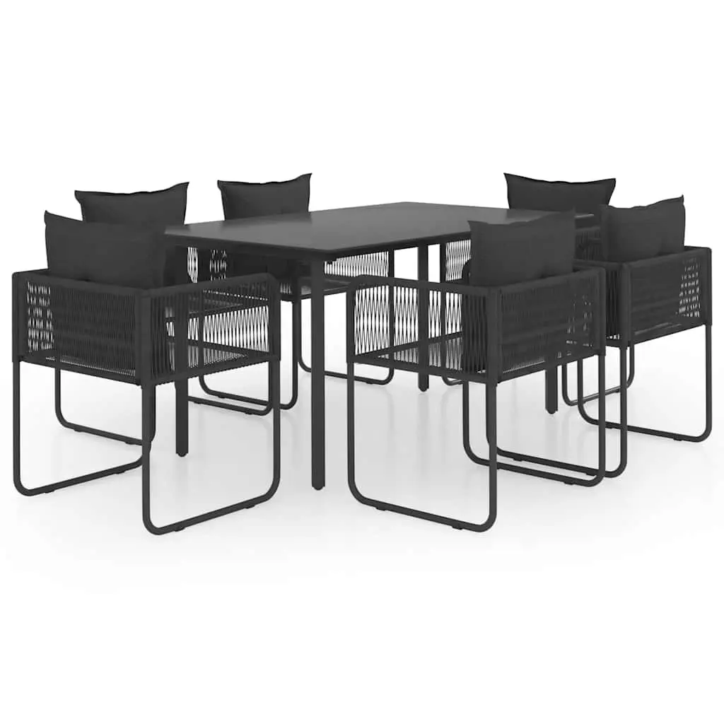 7 Piece Black Rattan Garden Dining Set