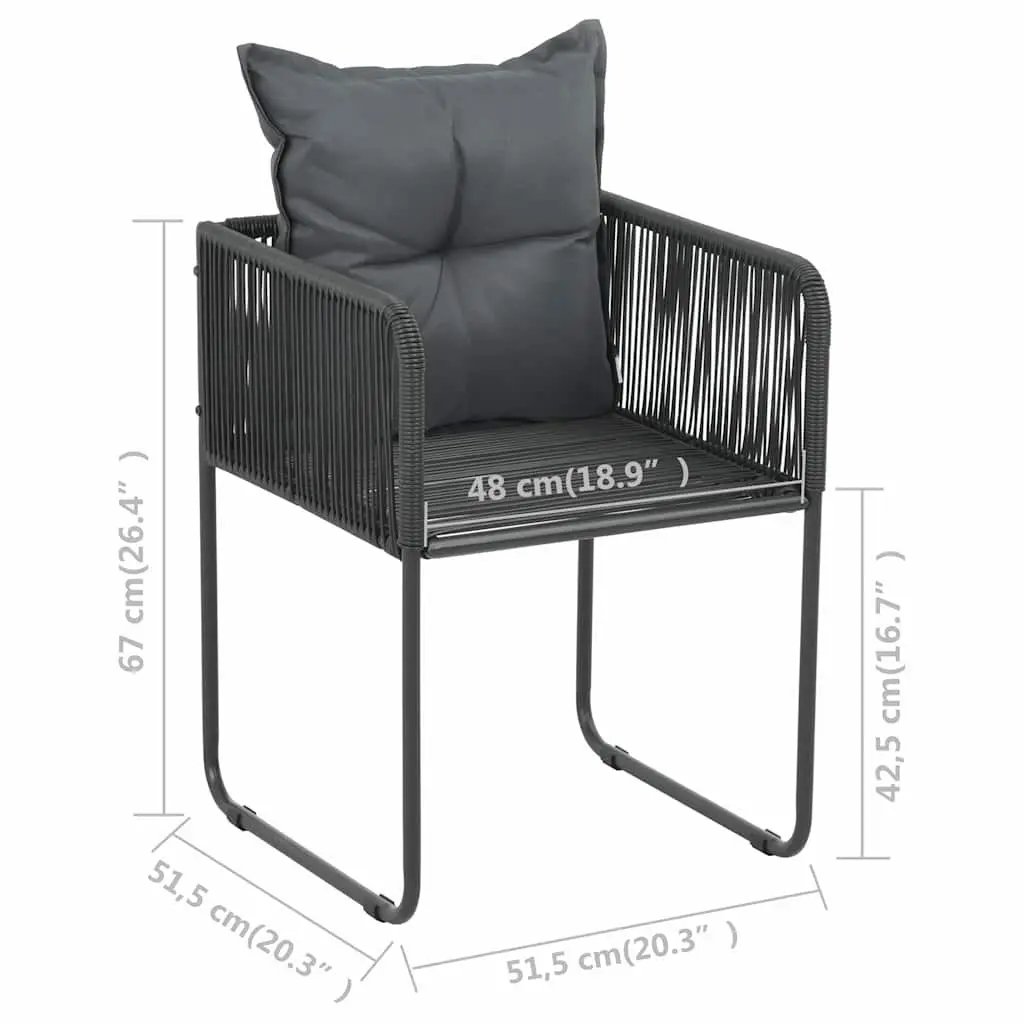 7 Piece Black Rattan Garden Dining Set