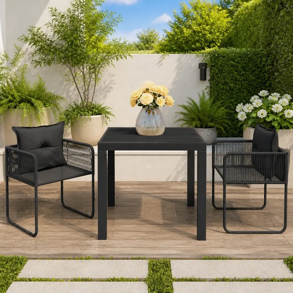 3 Piece Outdoor Dining Set with Rattan Chairs