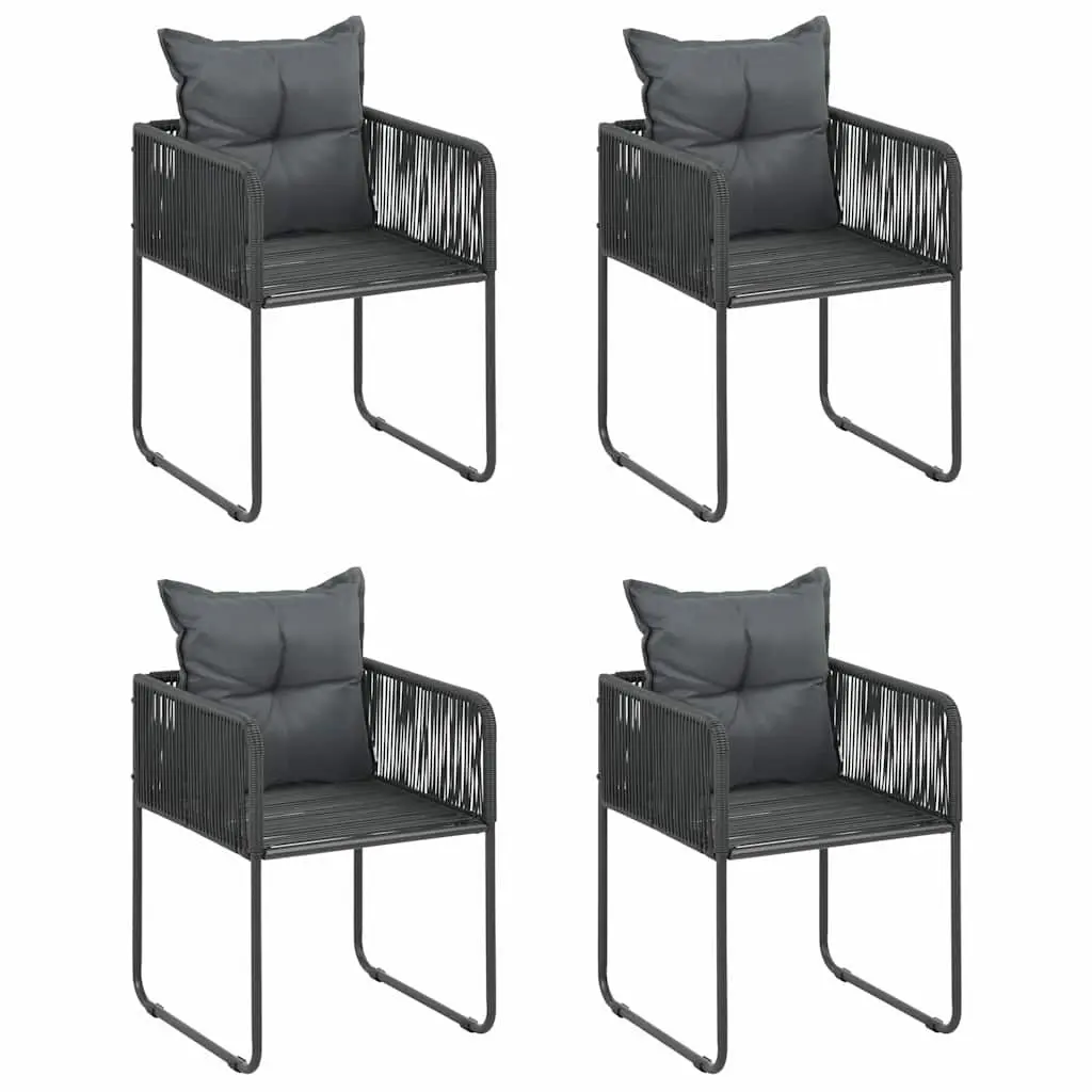 Garden Dining Set 5 Piece Outdoor Patio Black Rattan Chair Table Furniture