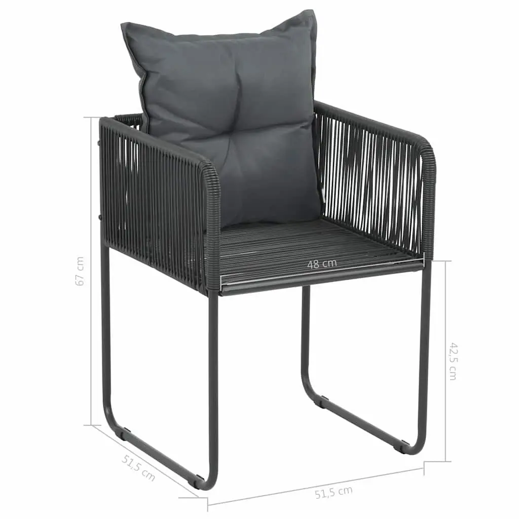 5 Piece Garden Dining Set PVC Rattan Steel Chairs Aluminium Table WPC Top Black