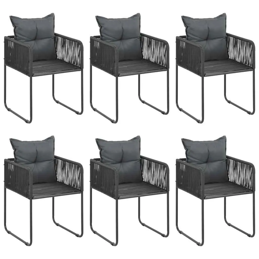 7 Piece Garden Dining Set Aluminium WPC Table PVC Rattan Chairs Black
