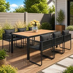 7-Piece Black Garden Dining Set for Outdoor Spaces