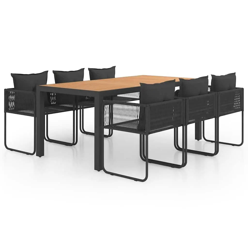 7-Piece Black Garden Dining Set for Outdoor Spaces