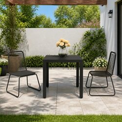 Durable Black 3-Piece Garden Dining Set for Outdoors
