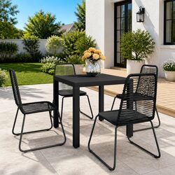 5 Piece Black Rattan Outdoor Dining Set for Your Patio