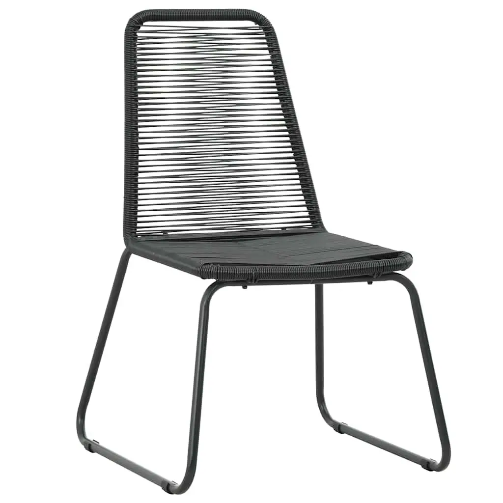 5 Piece Outdoor Dining Set Black Garden Patio Table Chairs Rattan Furniture