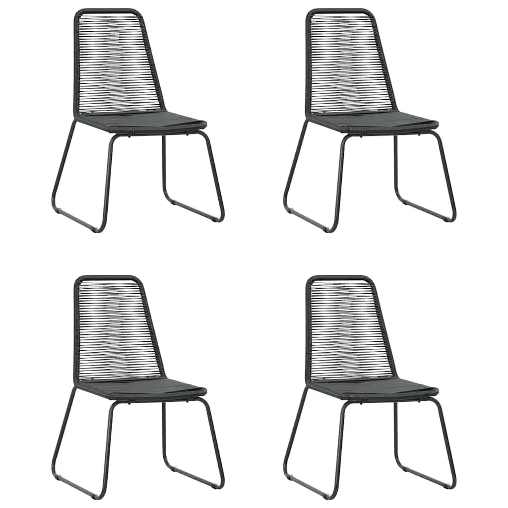 5 Piece Outdoor Dining Set Black Garden Patio Table Chairs Rattan Furniture