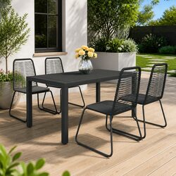 Sturdy 5 Piece Patio Dining Set with Rattan Chairs