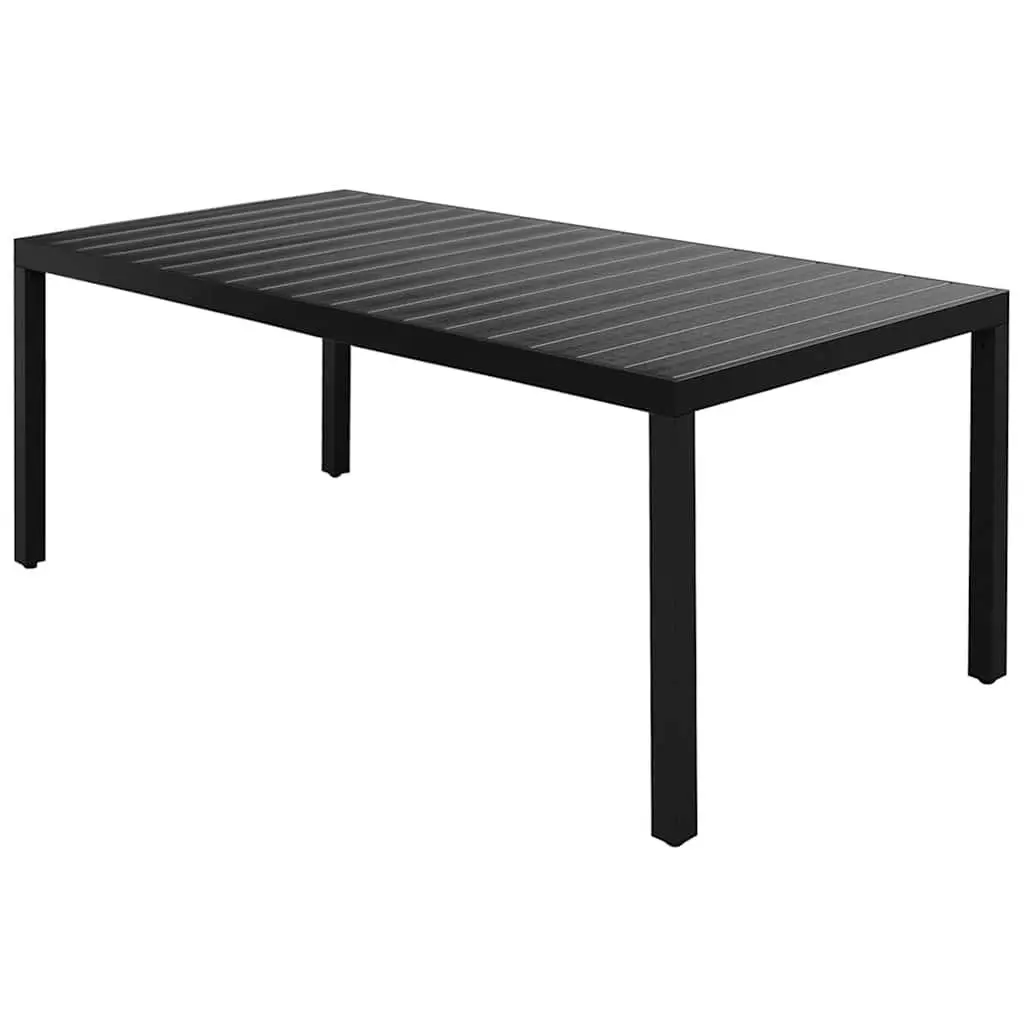 9 Piece Outdoor Dining Set PVC Rattan Aluminium Frame Table WPC Top Black
