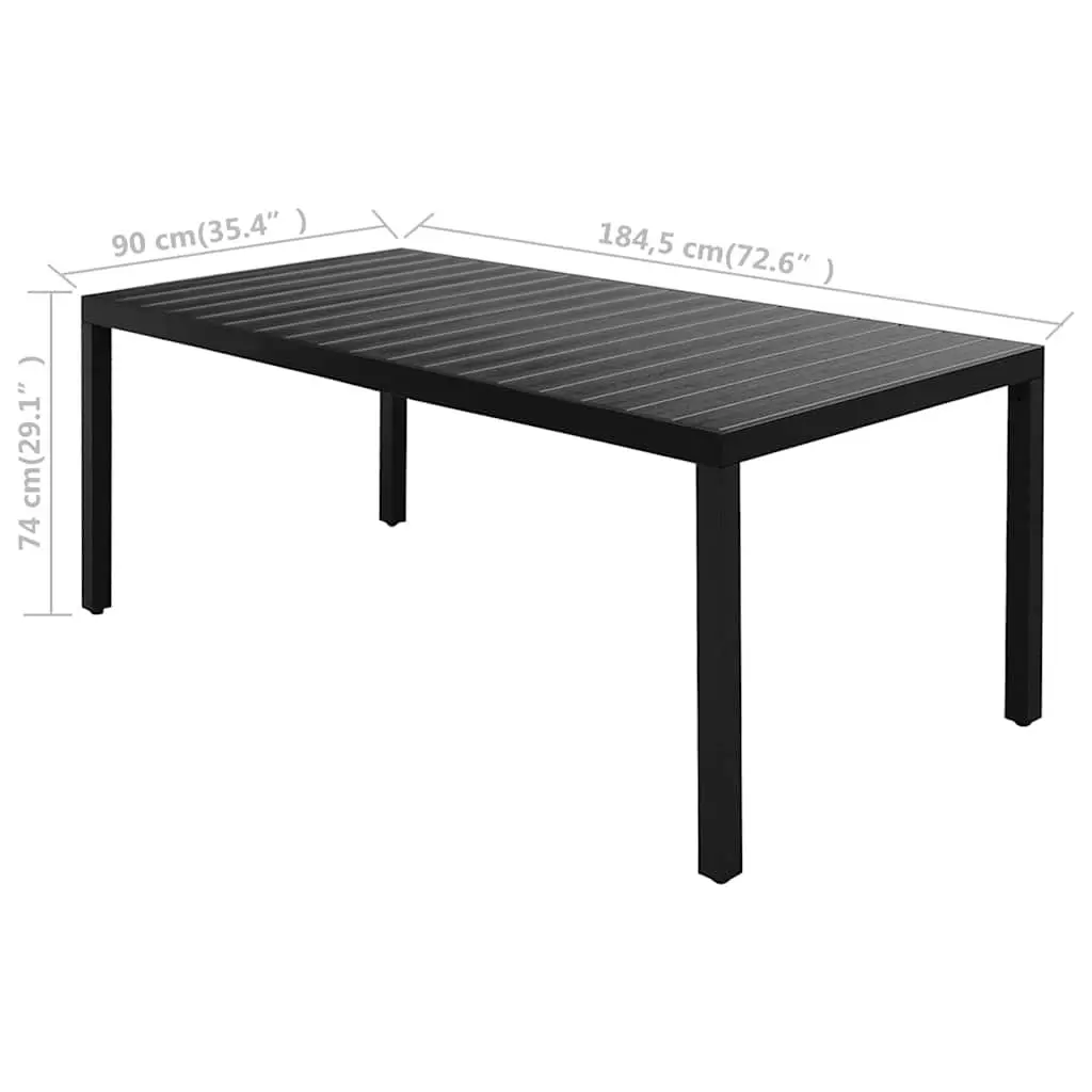 9 Piece Outdoor Dining Set PVC Rattan Aluminium Frame Table WPC Top Black