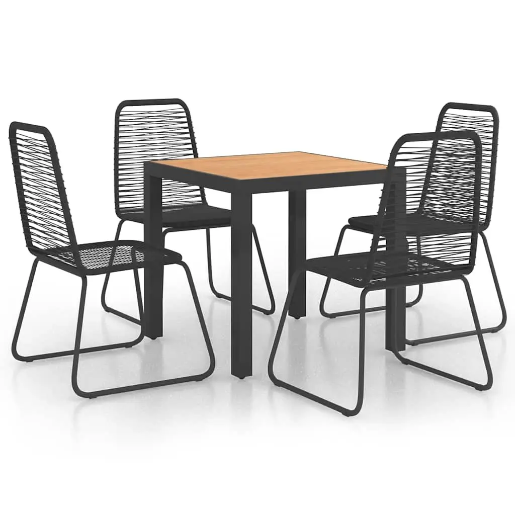 5 Piece Outdoor Dining Set PVC Rattan Aluminium WPC Table Black